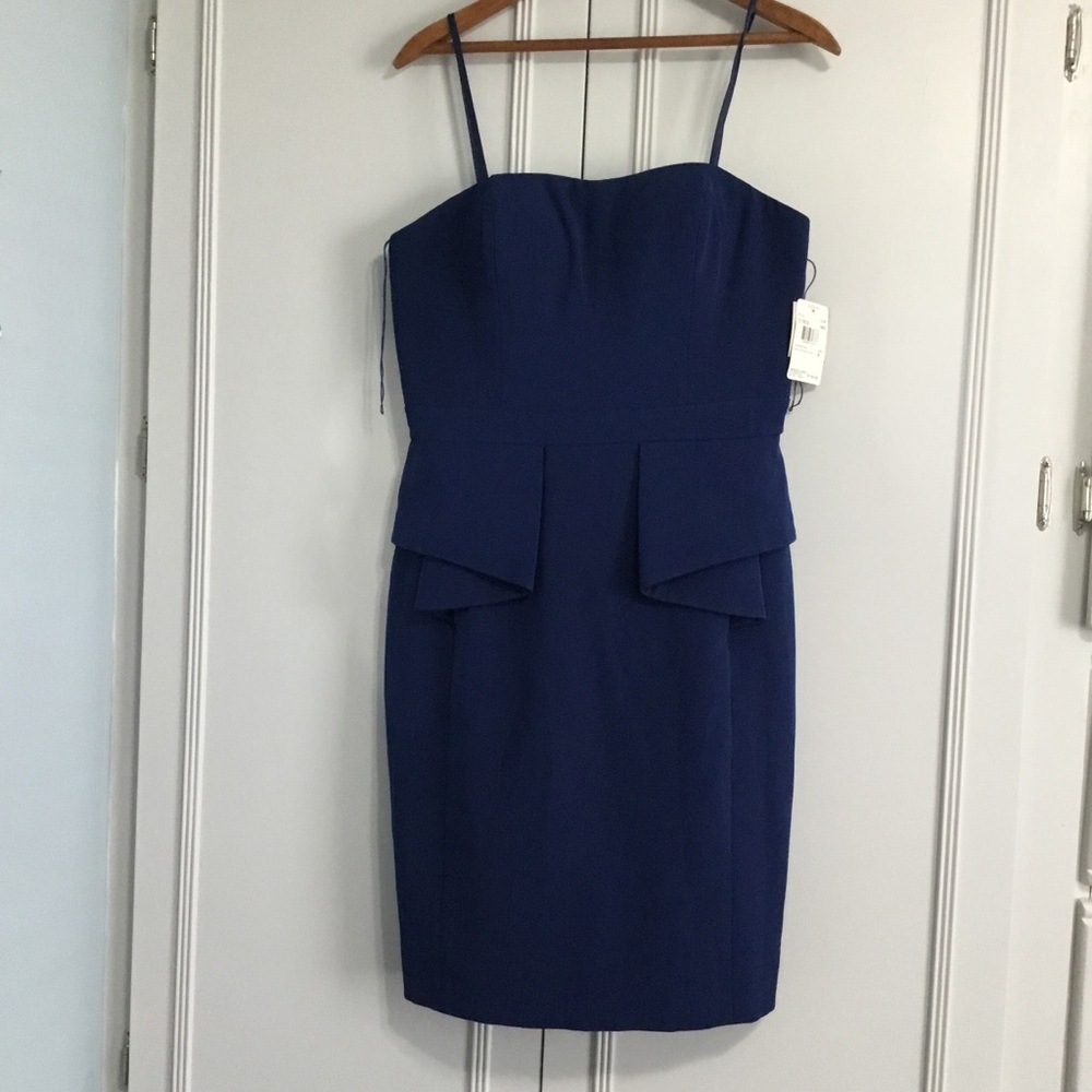 NWT Aidan by Aidan Mattox Navy Blue Strapless Peplum Cocktail Dress 8